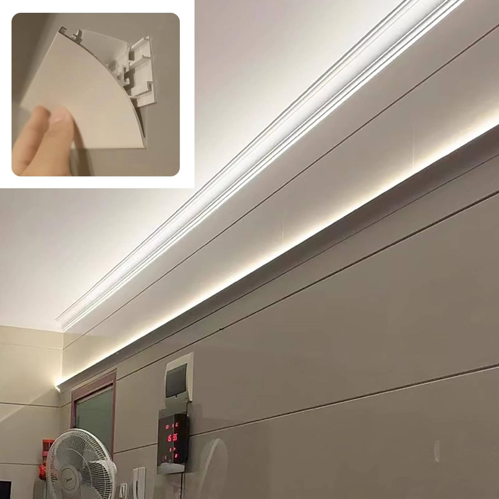 Profili per Strisce Led Modanatura a Corona Illuminazione Canale in Alluminio a Led, Modanatura Decorativa per Luce a Led Copertura Diffusore per Striscia a Led, Scanalatura per Illuminazione Indirett