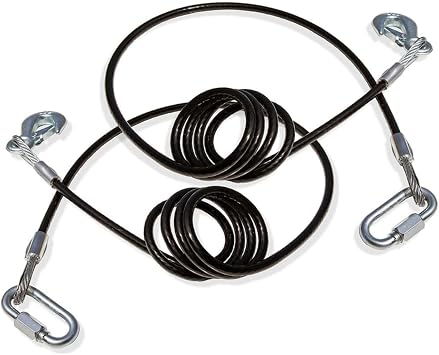 Roadmaster 674 Pair of Coiled Safety Double Hook Cables Compatible with Tow Bars & Towed Vehicles | 80" Long | 10,000 lb Capacity Per Pair | Provides Secure, Heavy-Duty Safety Connection During Towing