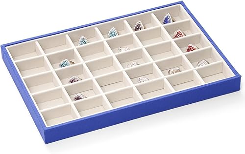 Bocar Organizador de exhibición de joyas de 30 compartimentos para collar, pulsera, anillo y aretes con tapa de plástico (CP-azul rey, 30G)