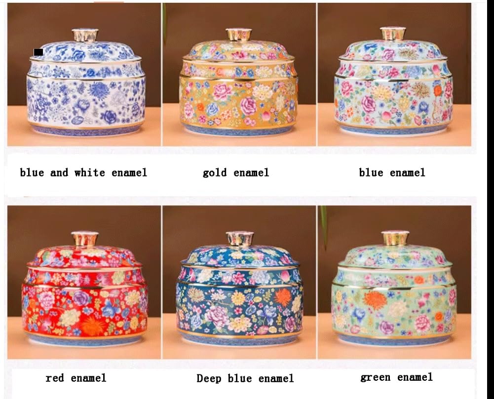BAIRU Urna in Ceramica for Ceneri umane, Smalto Blu e Bianco, Smalto Dorato, Misura Media, Adatta for funerali di Persone e Animali Domestici, for i ricordi.(Green)