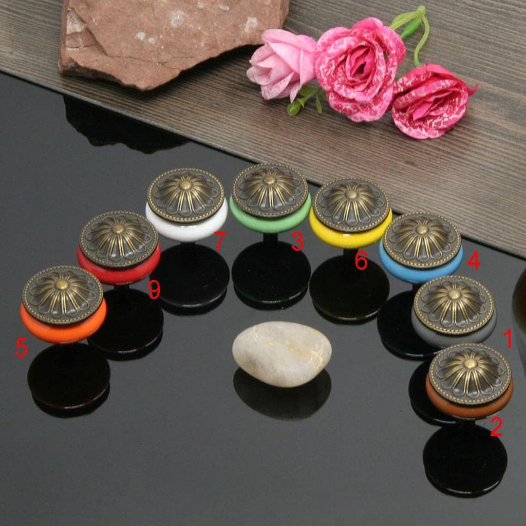 4xVintage Ceramics Round Cabinet Pull Knobs Grey