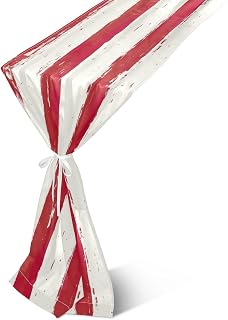 Chiffon Table Runner,18x108in Red Stripe Gauze Table Runners for Wedding Party Birthday Home Decor Holiday Decorations