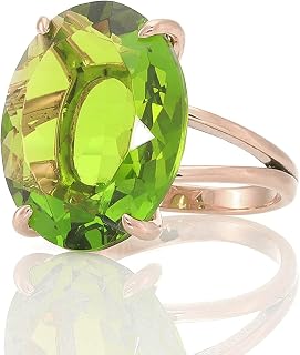 Anemone Jewelry Peridot Ring in 14k Rose Gold Filling - Vibrant Peridot Jewelry for Women - Artisan Rings, Simple Rings, Birthstone Rings, Statement Rings - Jewelry Box Included
