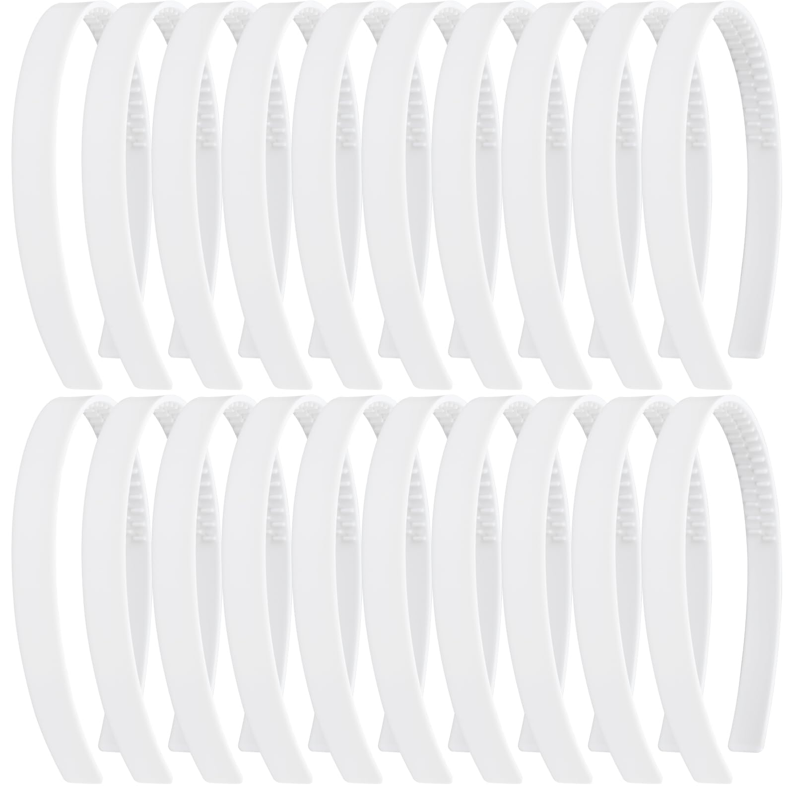 20 Pack 1.5CM Thin Hard White Plastic Headbands Skinny Plain Blank Hairband with Comb Grip Teeth Slim Hair Hoop Holder Clasp Tiara Crown Base Headpiece Crafting DIY Accessories Bulk for Women Girls