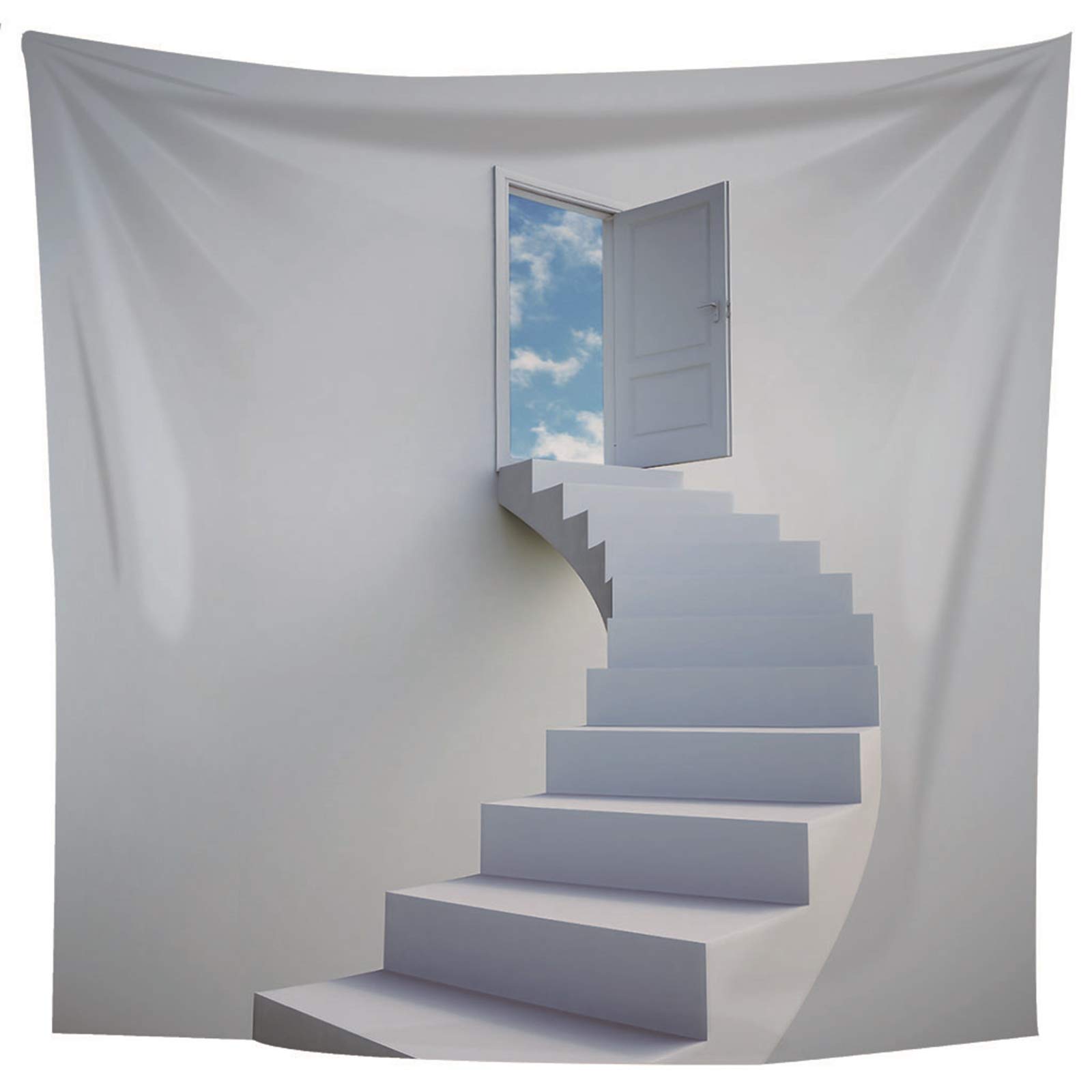 Daesar Arazzo Classico, Arazzi da Parete Moderni Grigio Cielo Blu delle Scale 3D Tappeto Muro Decorativo 300x260CM Arazzo Poliestere