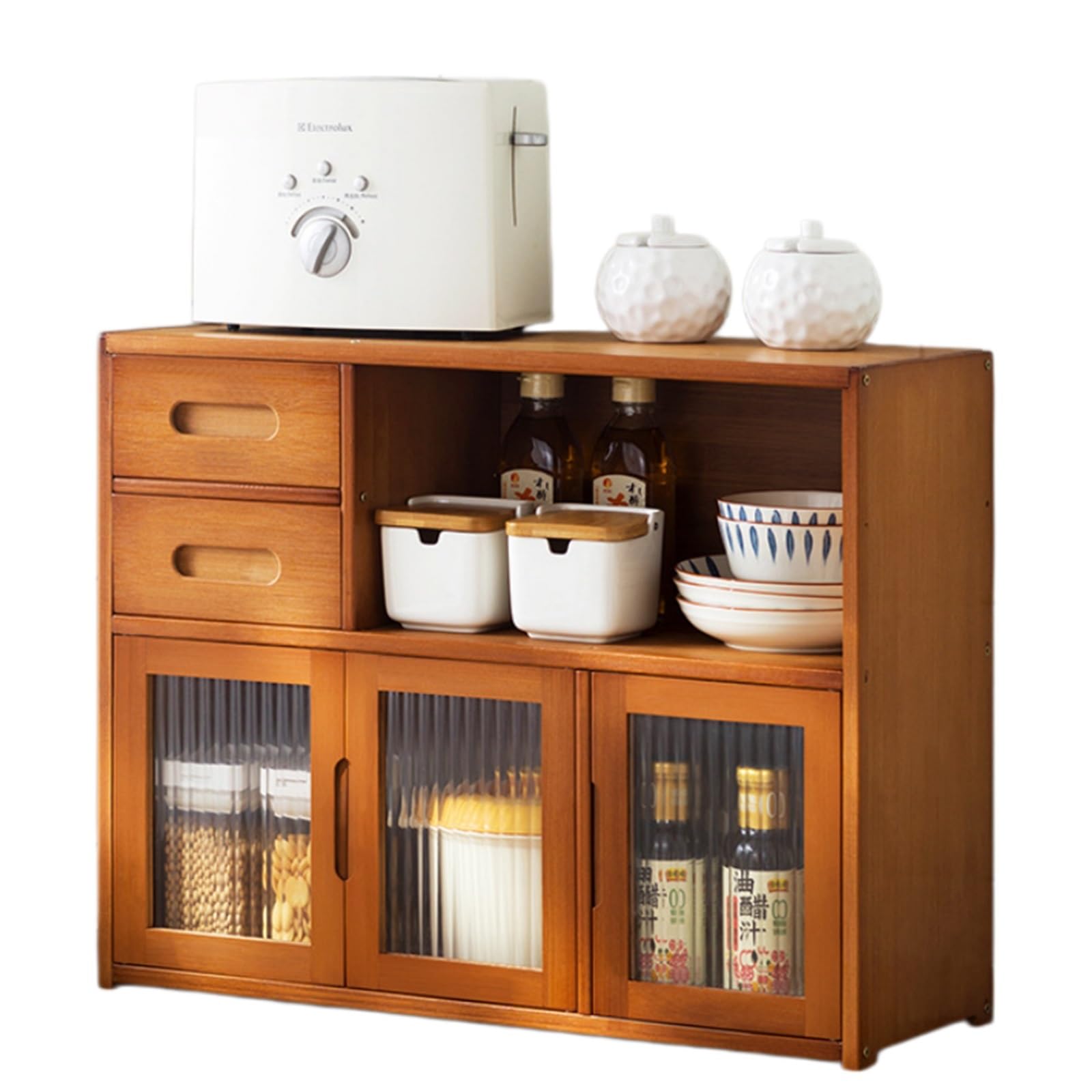 BHGFYXBS Versatile Kitchen Sto Cabinet Multi Layer Countertop Rack For Dish & Se Slish Sideboard For Efficient Cupboard Sto & Kitchen,Brown-62 * 23 * 39Cm,Brown-62 * 23 * 39cm
