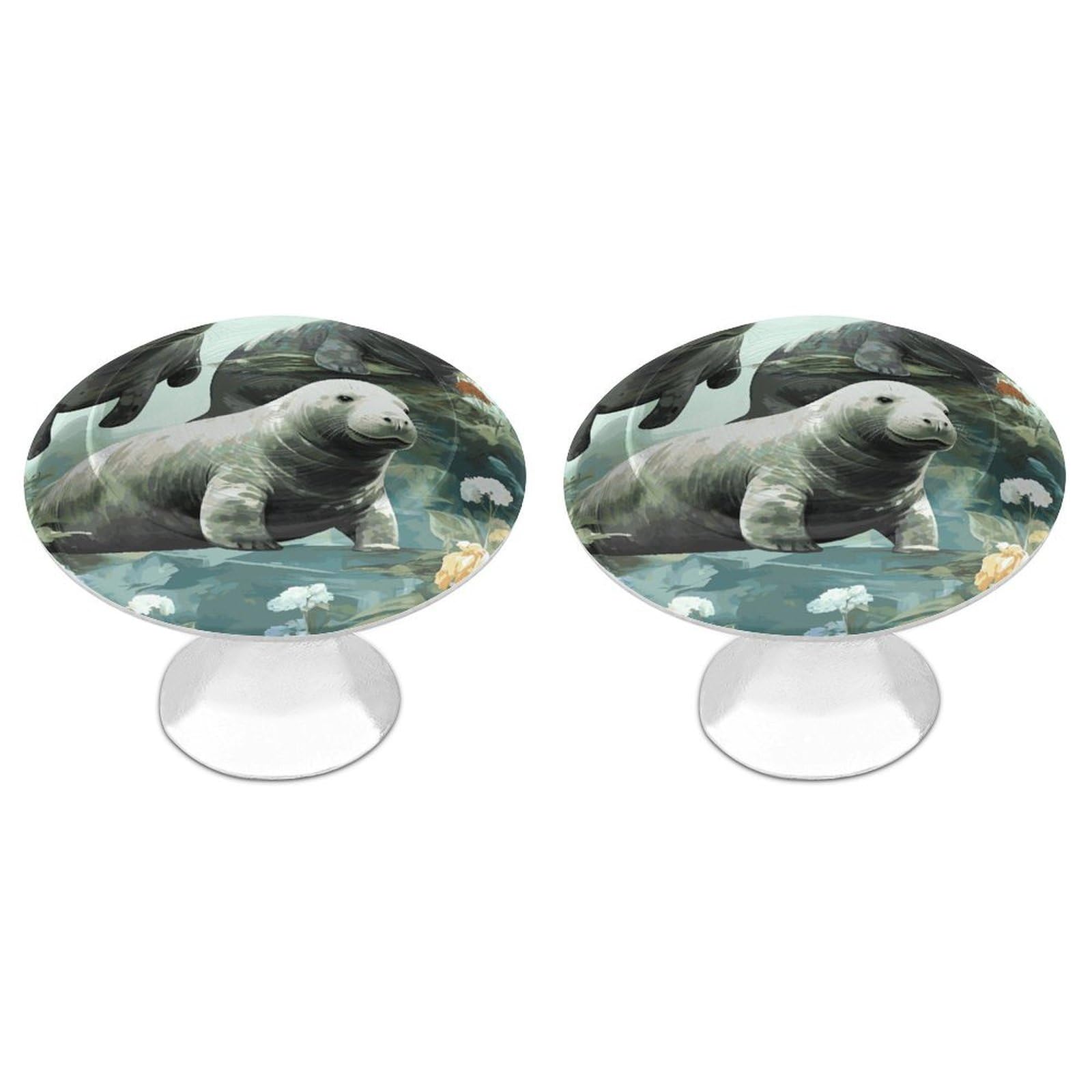 FekiLoot Rabbits Manatees Cabinet Knob Kitchen Drawer Knob Stainless Steel Round Drawer Pulls Modern Cabinet Hardware Vintage Dresser Drawer for Kitchen Bathroom Closet Dresser Cabinets