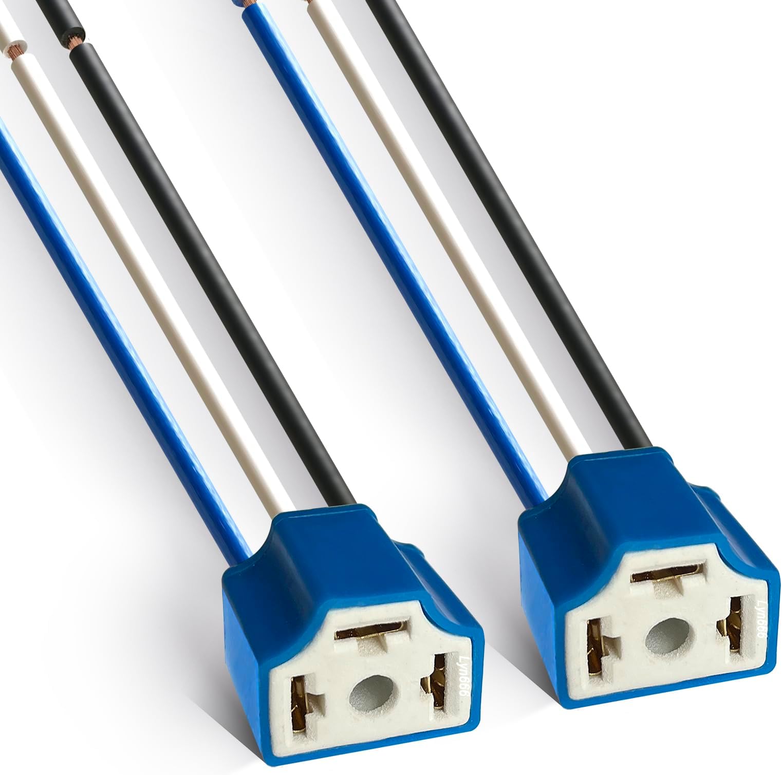 Headlight Socket H4 Wiring Harness Headlight Plug 14AWG Ceramic H4 9003 Connector for Headlight Fog Light Retrofit (pack of 2)