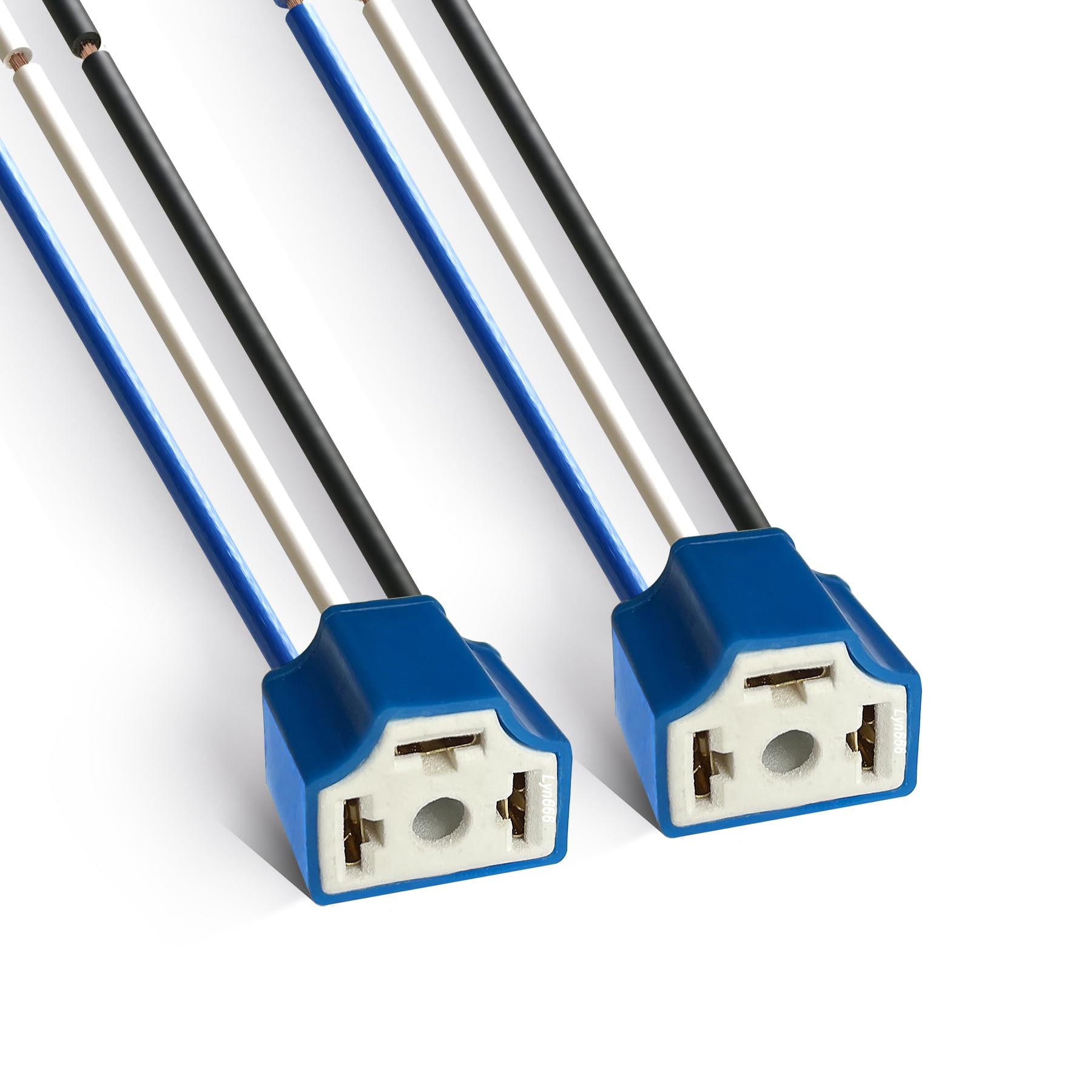 Headlight Socket H4 Wiring Harness Headlight Plug 14AWG Ceramic H4 9003 Connector for Headlight Fog Light Retrofit (pack of 2)