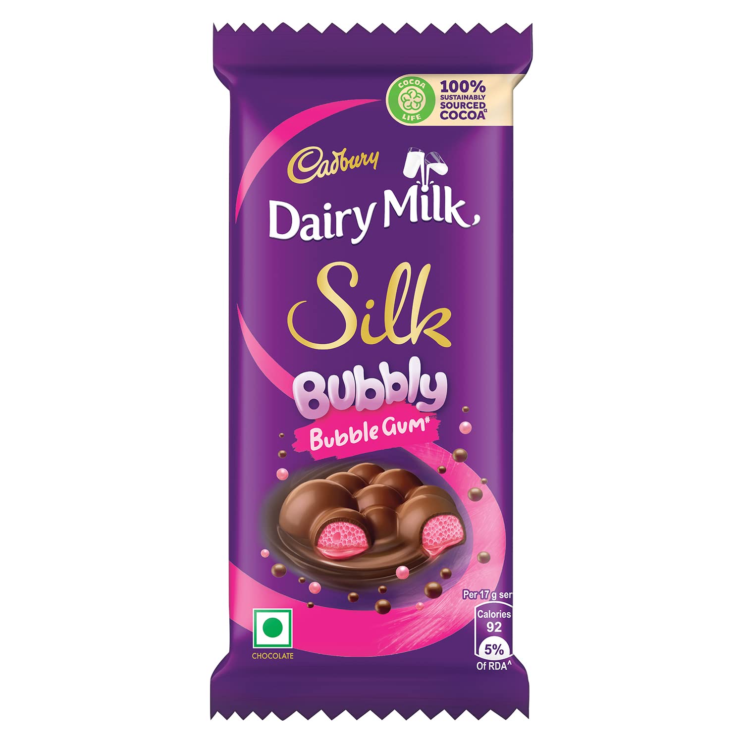 Cadbury Dairy Milk Silk Bubbly Bubblegum Chocolate Bar, 50g Amazon.in