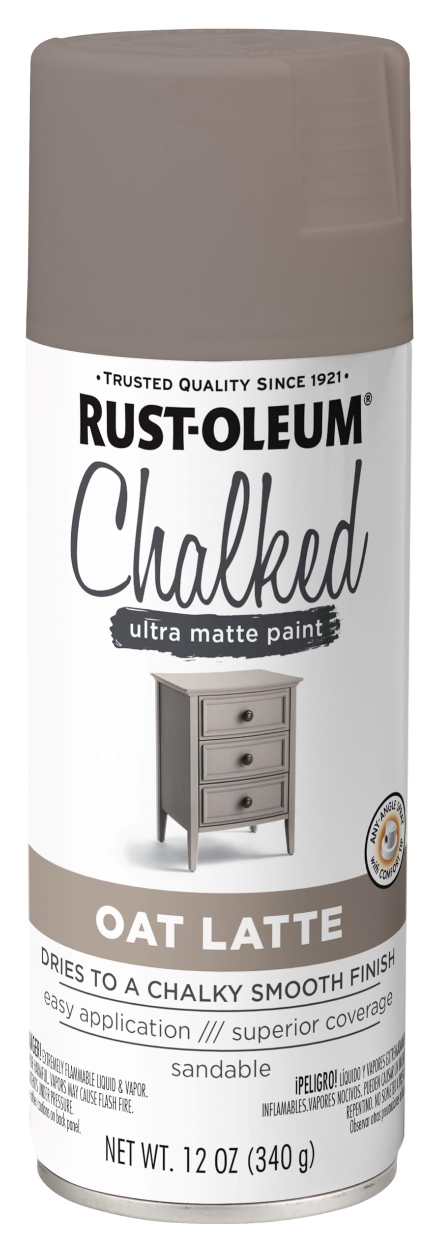 Rust-Oleum 392047 Chalked Ultra Matte Spray Paint, 12 oz, Oat Latte