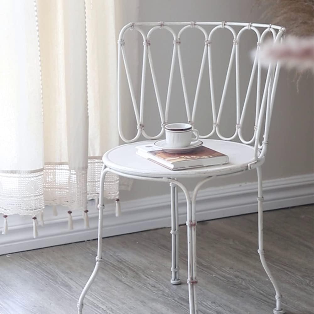Distressed Style Metal Chairs,Vintage Patio Dining Chairs for Indoor Outdoor,White