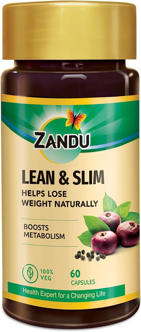Zandu Lean & Slim | Enriched With The Goodness Of 6 Herbs To Help You In Weight Loss Journey | Acts As A Metabolism Booster & Supports Weight Management, (60 Caps), Pack of 1