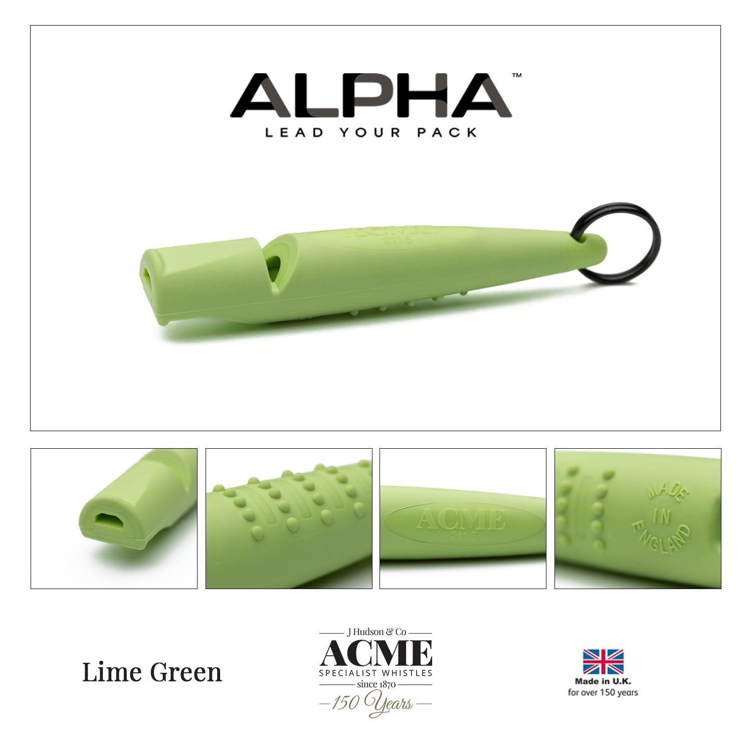 ACME Sifflet pour chien n° 210,5 (mise à jour 2023) | Alpha | Version améliorée | Idéal pour le rappel | Grande portée | Nouvelle poignée | Fréquence standardisée (Vert citron)