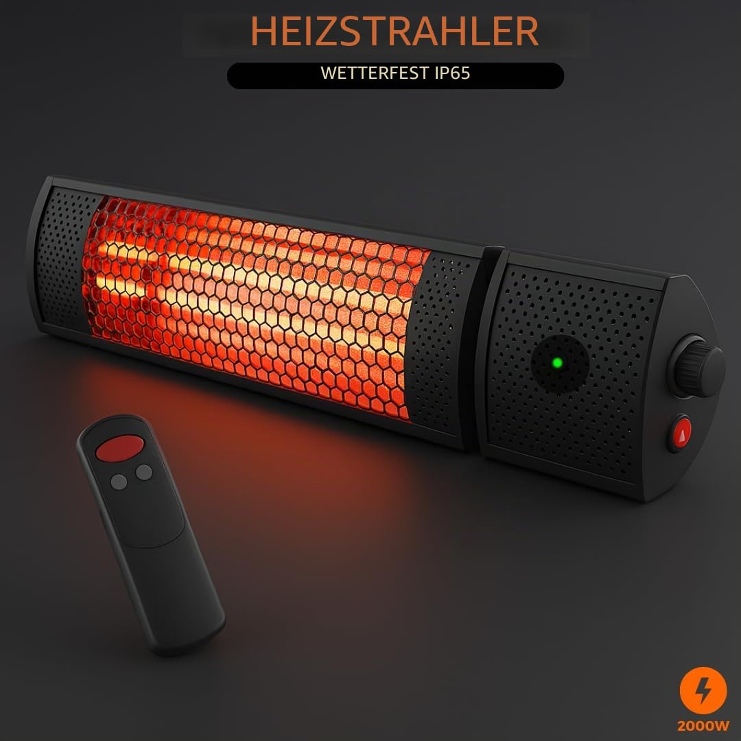 STARLYF Radiant Heater Infrarot Heizstrahler 2000W | Elektrischer Heizkörper für Innen & Außen IP65 mit Fernbedienung | Sofortige Wärme, 2 Leistungsstufen, Energiesparend & Wetterfest