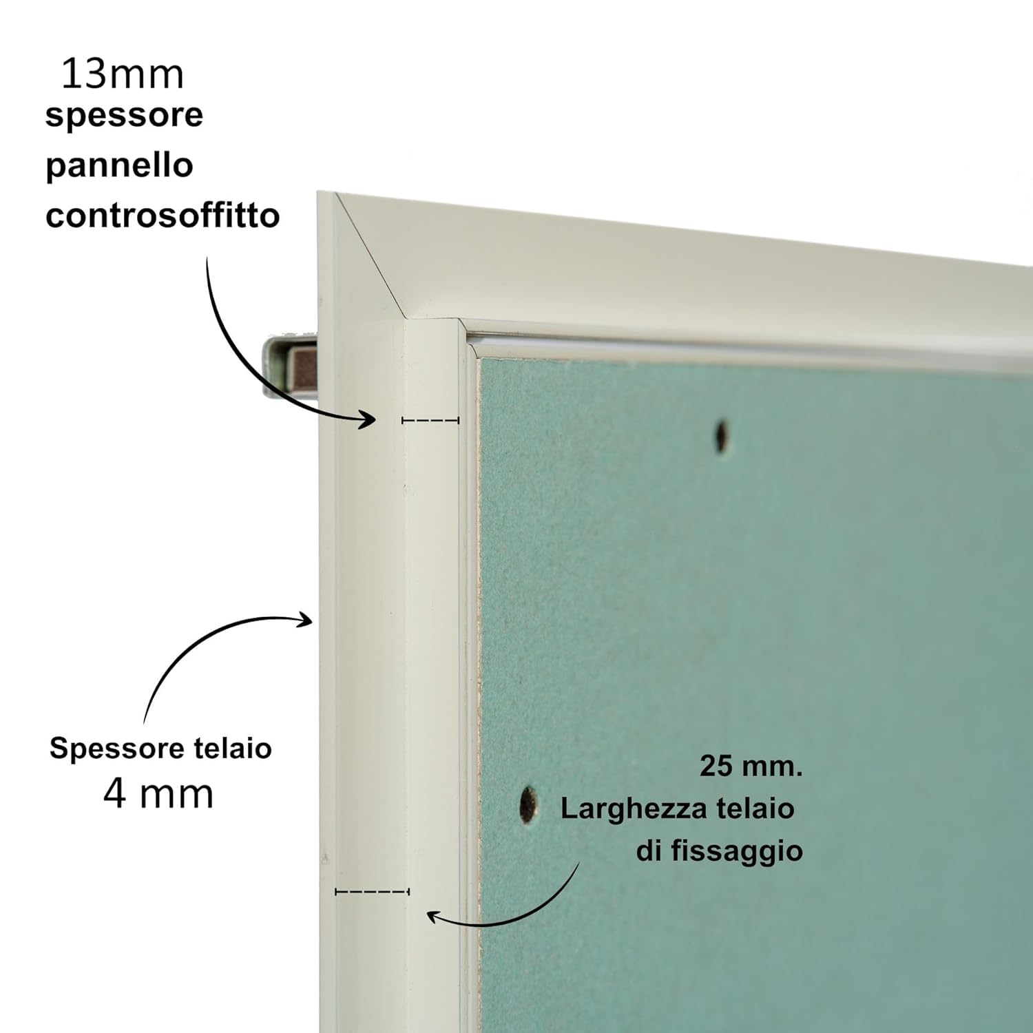 Porte Italiane, Botola di Ispezione in Cartongesso con Asole per Aerazione, Telaio in Alluminio, Chiusura Push Pull, Apertura Verso l'Esterno, Ideale per Pareti e Controsoffitti (140 x h. 80 cm)