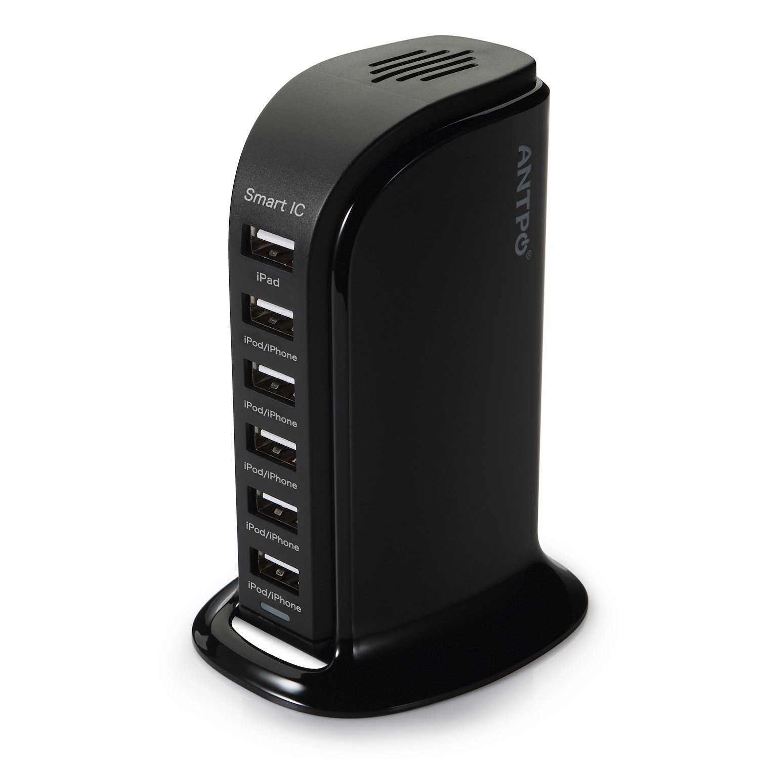 ANTPO 40W USB Charger High Speed Desktop 6 Port Charging Station with Smart IC Technology for iPhone 6 Samsung Galaxy S6 Tablets and Other Compatible Devices(Black)