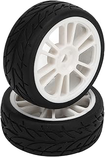 HERCHR 2PCS RC Car Tires Wheels, 9mm Hex Wheel Rims Drive Hub Tyre for Remote Control ZD Racing 1/16 16426 S16 EX16 RC Flat car