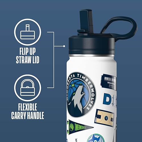 Miniatura 4 de Hydrapeak x NBA Botella de Agua Activa con Licencia Oficial de Minnesota Timberwolves de 20 oz con Tapa Chug y Asa Reutilizable de Acero Inoxidable