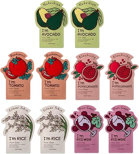 TONYMOLY MASK PACK OF 10 (Super Food Mask Set, 10 Count)