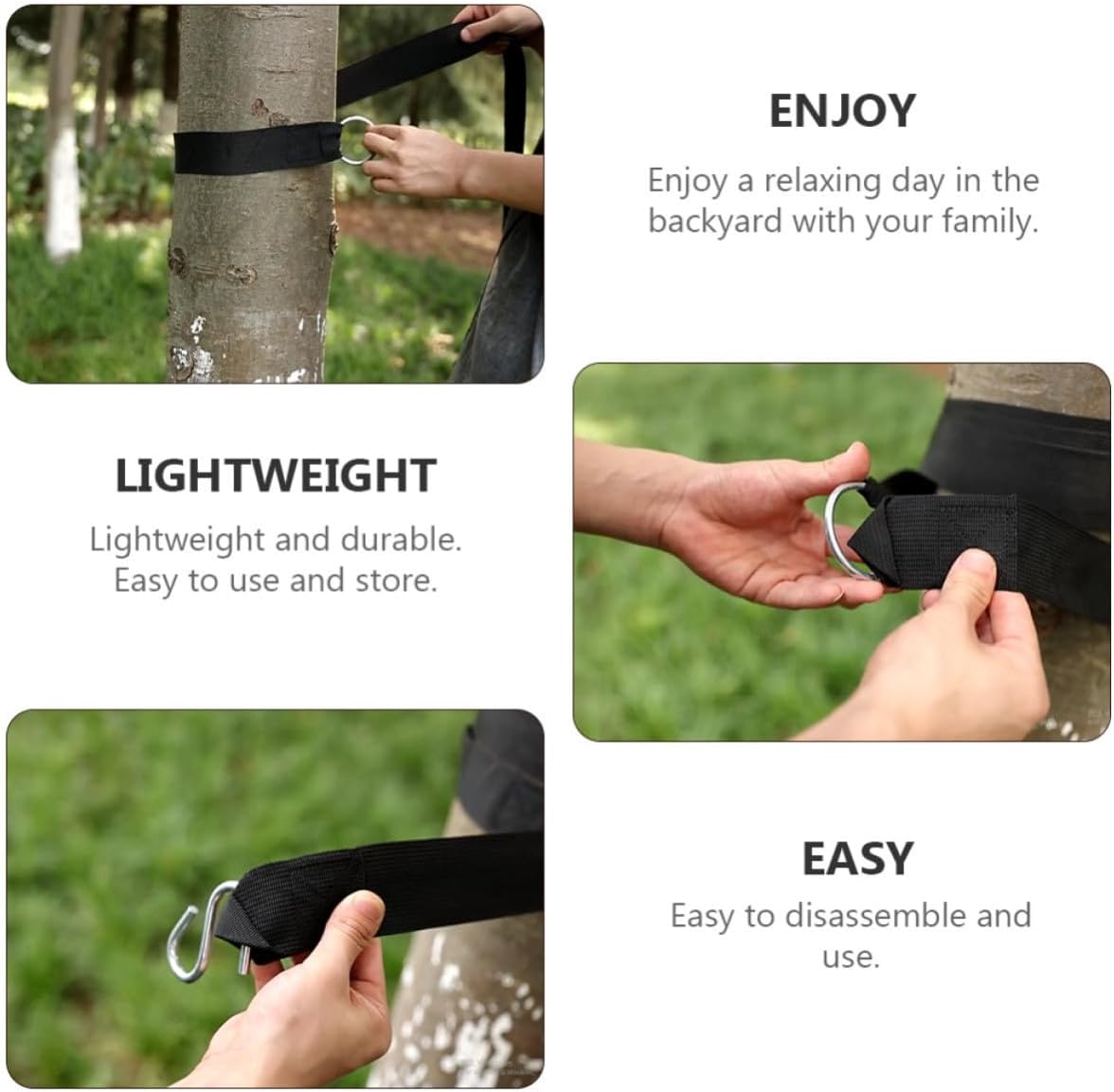 Nylon Hanging S Hooks Hammock with Straps Outdoor Tree for Swing | Adjustable Hanging Ropes, Lightweight and Easy to Store, Simple Disassembly