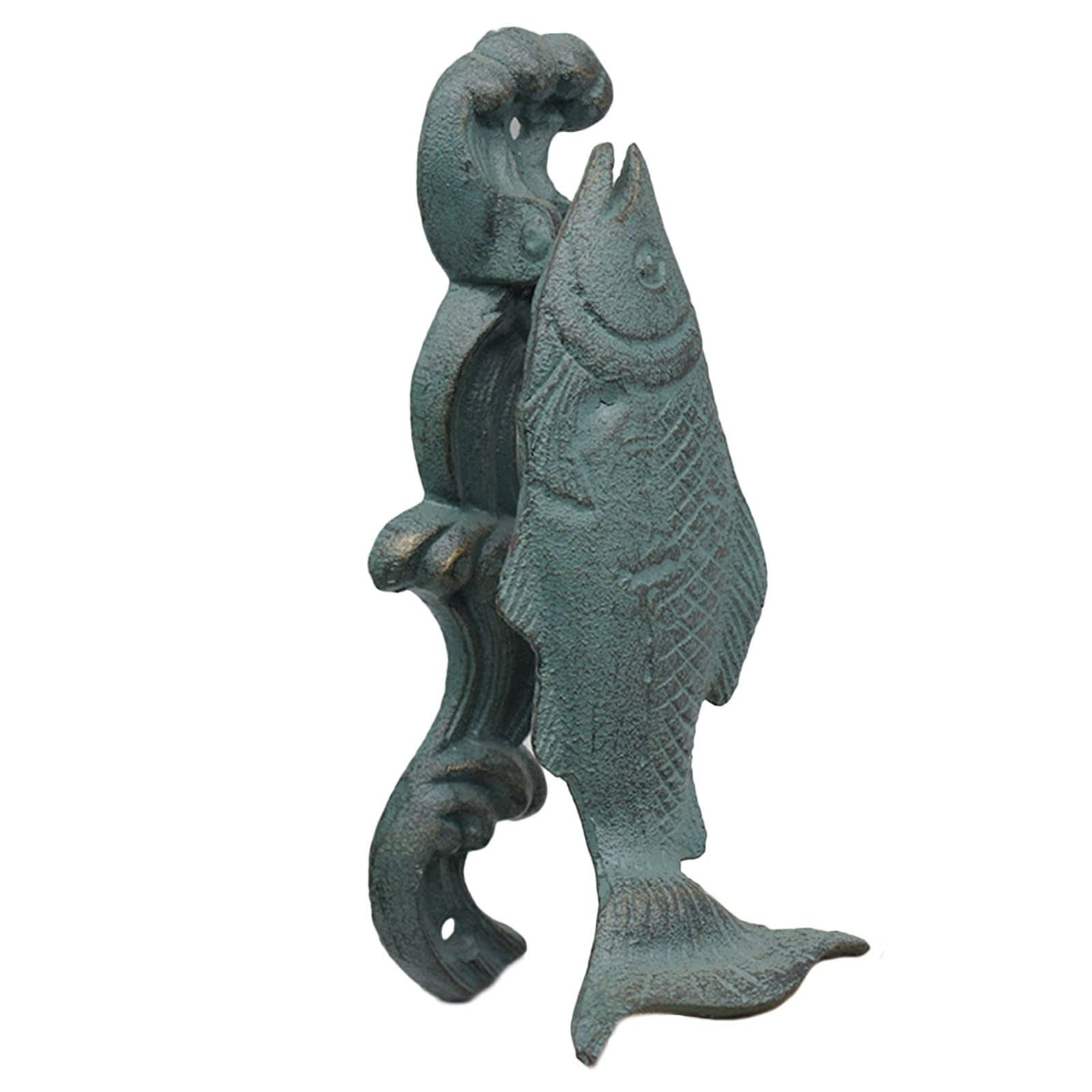 Heurtoir de porte poisson en métal sculpté, ornement d'entrée de style rétro