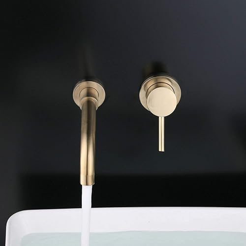 Miniatura 7 de Leekayer Moderno baño montado en la pared grifo giratorio 360  grifo de bañera de una sola manija para pared 2 agujero montaje latón cepillado dorado