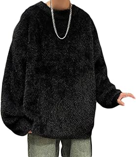 [ＺＨＯＮＧＪＵＥ] ニットセーター メンズ 長袖 クルーネック カットソー 丸首 プルオーバー ふわふわ 柔らか ファーセーター 冬 上着 あたたかい 保温 防寒 モヘア風