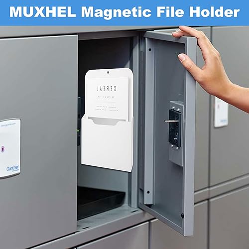 Miniatura 7 de Paquete de 4 soportes magnéticos para archivadores, soporte de papel magnético blanco, tamaño A4, bolsillo de almacenamiento para refrigerador para