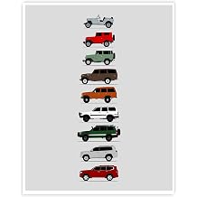 Idea Network Handmade Poster compatible with Toyota Land Cruiser Station Wagon Print Wall Art Decor Land Cruiser BJ FJ25 FJ40 55 60 80 100 200 Series - Multi 11x14 Satin Print Unframed
