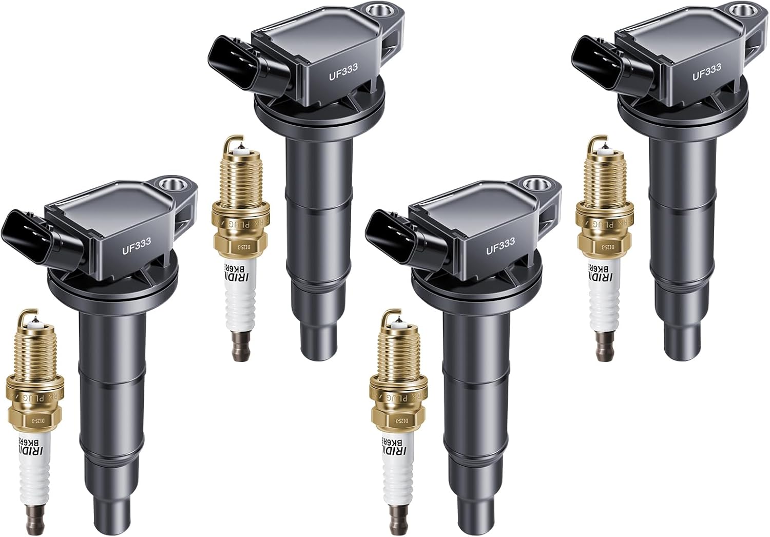 UF333 Ignition Coil Pack and Iridium Spark Plugs Fits for Toyota 2.4L Camry 2002-2011, RAV4 2001-2008, Highlander 01-07, Solara, Corolla Matrix, Fits for Lexus HS250h OE# UF333 7092