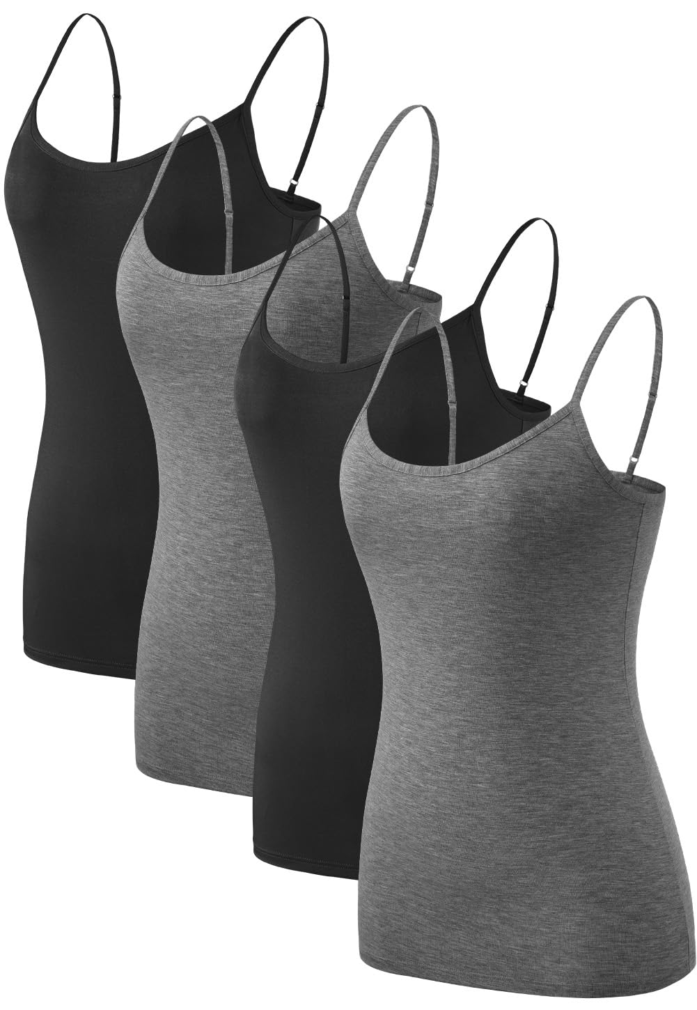 Air Curvey2/4 Pack Women's Camisole Tank Top Adjustable Spaghetti Straps Basic Soft Undershirts Seamless Layering Tops