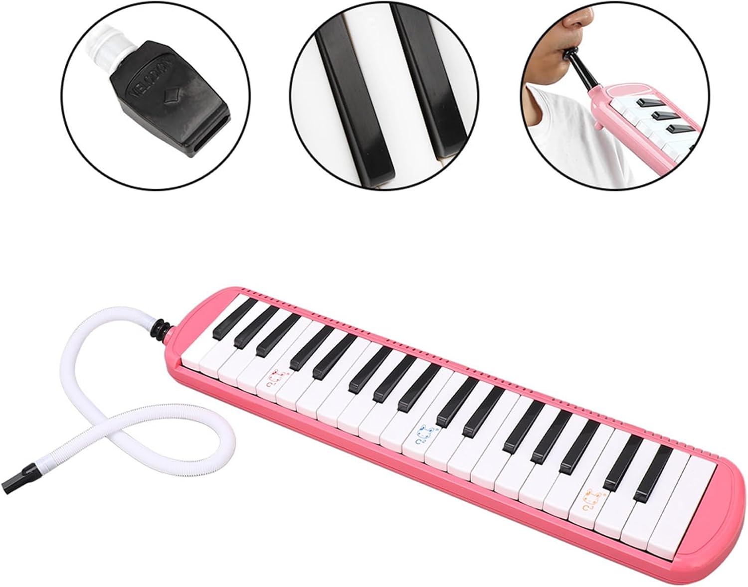 Melodica 37 Key Wind Musical Instrument Adult Suitable for Beginner Learner Practice (Pink)