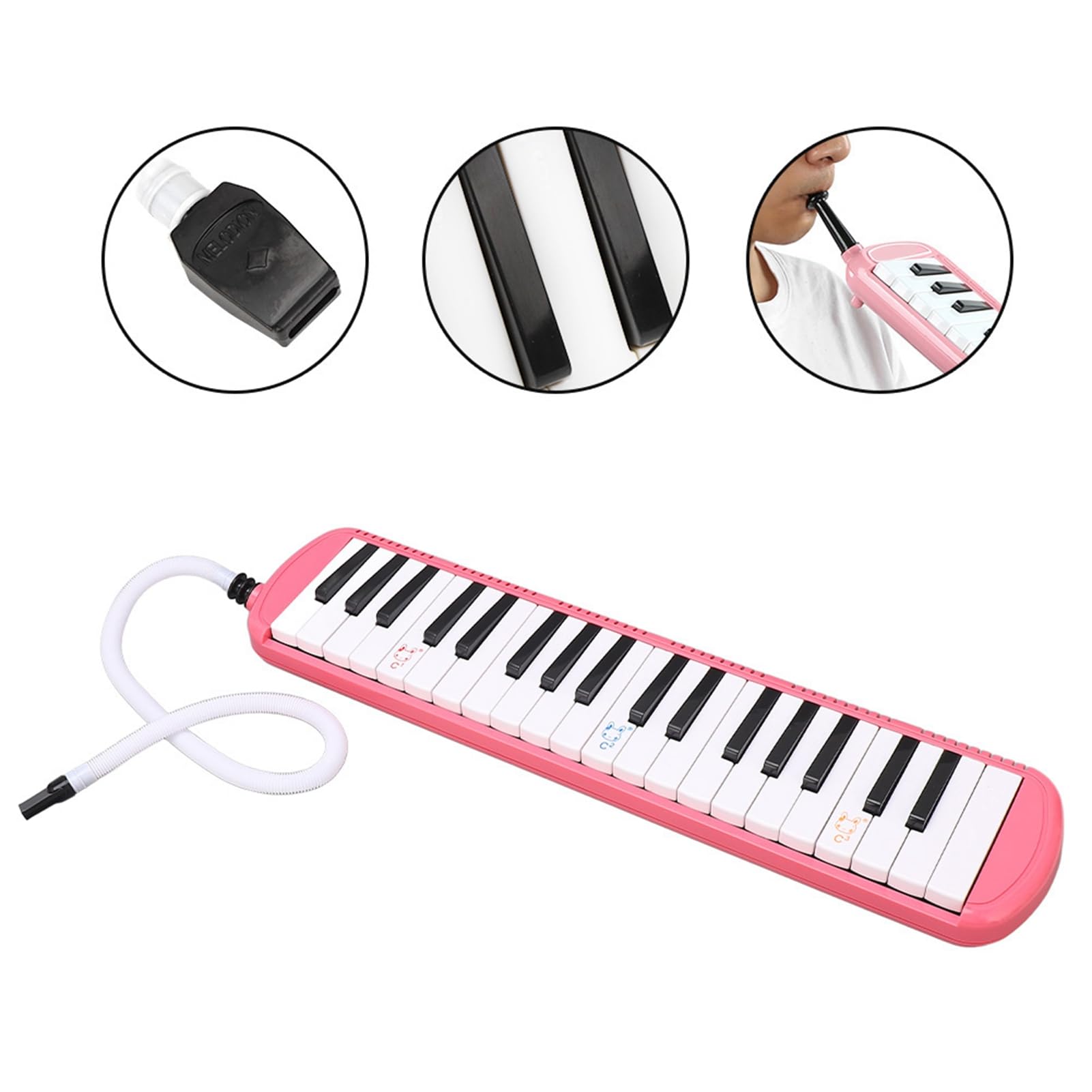Melodica 37 teclas Instrumento de viento para adultos Piano de aire Teclado soprano Armónica Instrumento portátil para principiantes y amantes de la música Negro (Azul)