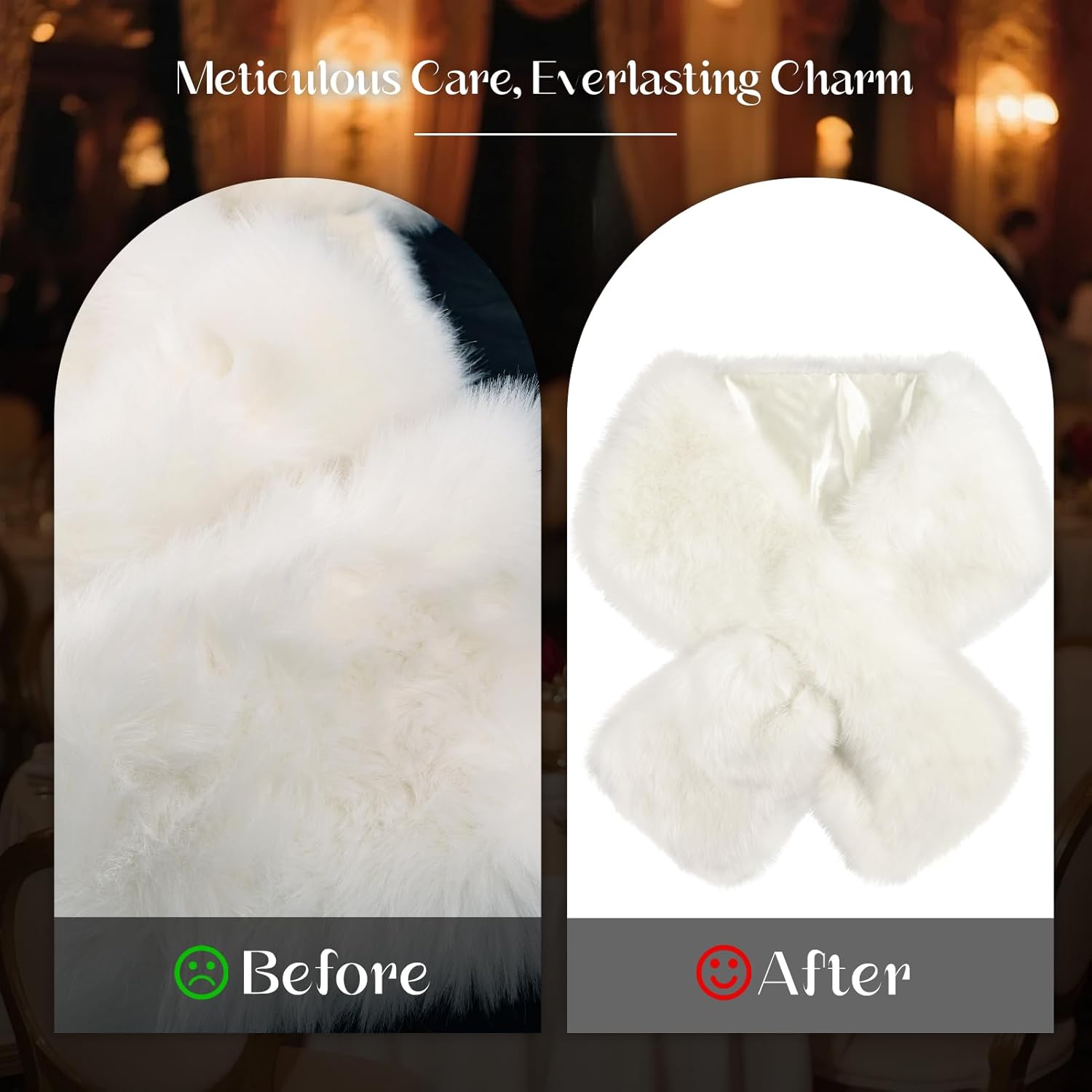 Women's Faux Fur Shawl, Long Winter Warm Scarf Shawl for Bridal Wedding Party Festive Celebrations Christmas - Image 5