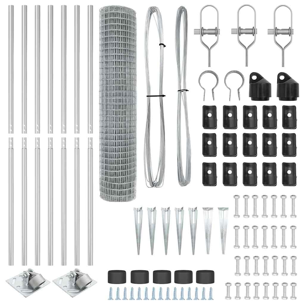 Owoxanth - Recinzione da giardino in acciaio, 1,5 × 10 m, resistente alle intemperie, 7 pali e accessori, per cani/stagno/campeggio