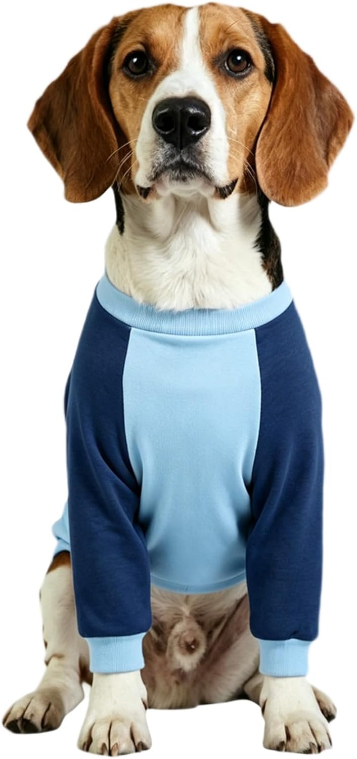 Gyuzh Dog Elbow Pads Shirt for Front Legs, Dog Recovery Suit with Long Sleeves Covers Leg, Chest & Shoulder Skin Post-Surgery to Prevent Licking Blue L