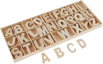156 Pieces(6 Sets) Totally Wooden Capital Letter Wood Upper Case Letters A to Z Alphabet for Arts Crafts DIY Wedding Party Home Decoration Displays - Storage in Tray