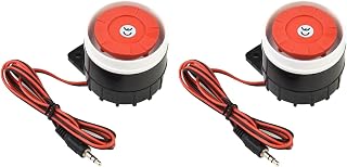 Paquete de 2 alarmas de sirena de interior con cable de 12 V 120 dB, zumbador de metal fuerte y ABS para sistema de seguridad en el hogar, detector piezoeléctrico de 3.8 kHz