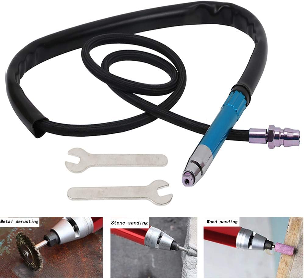 Micro Pneumatic Air Pencil Die Grinder Kit 65000RPM Grinding Machine 1/8" (3mm) for Polishing Grinding (Blue)