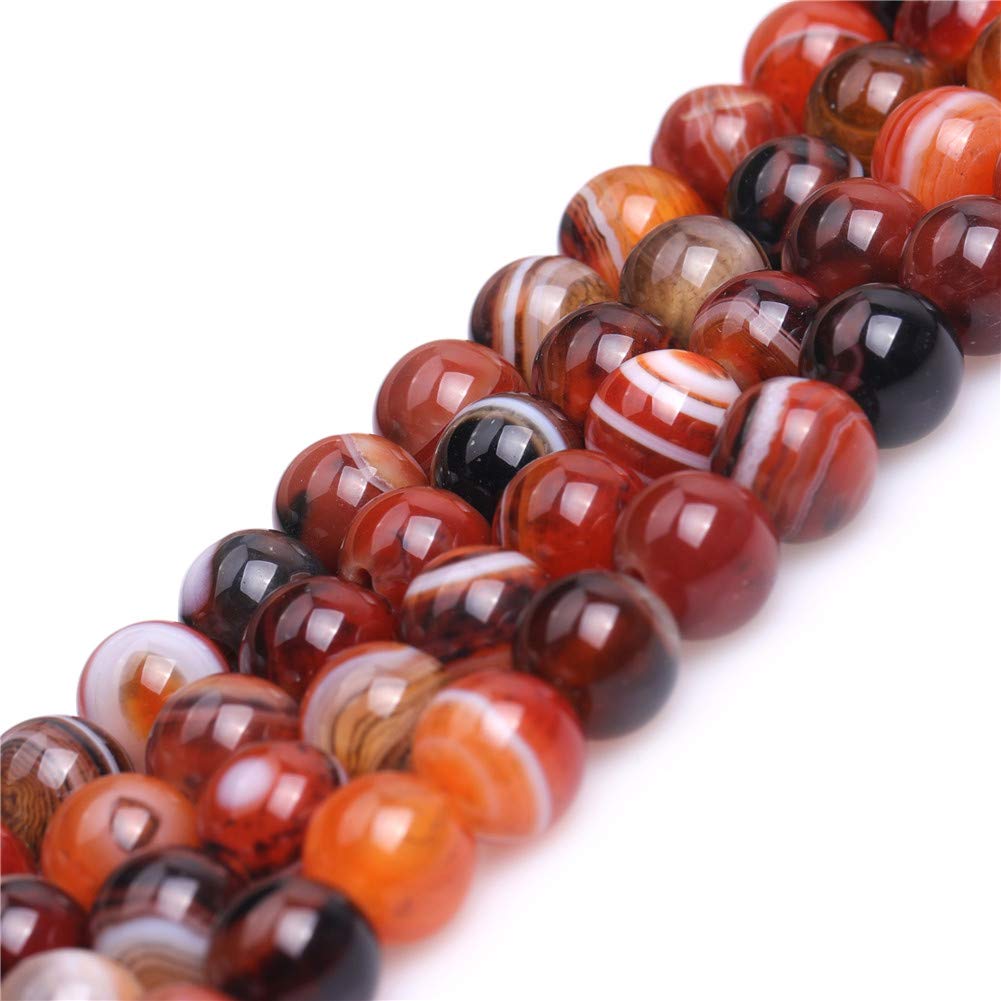 GEM-INSIDE CREATE YOUR OWN FASHION Natural Brown Onyx Agate Gemstone Semi Precious Round 8mm Loose Beads for Jewellery Making DIY Bracelet Necklace Crafts 15'' - Image 2