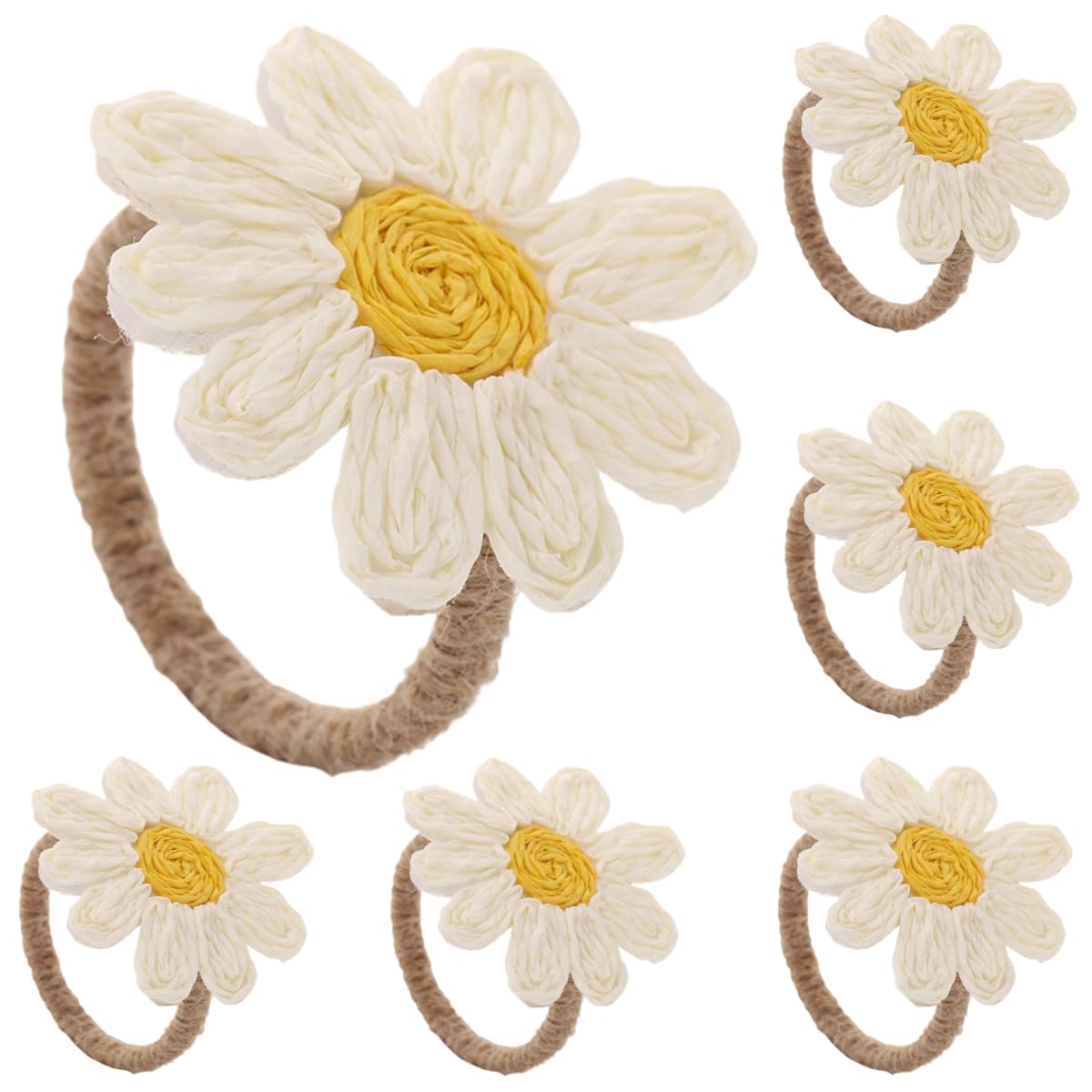 Décoration De Table Lot de 500 Ronds De Serviette Personnalisés a Motif Tournesol pour Hôtels Mariages Festivals Fêtes Et Célébrations Marguerites Blanches