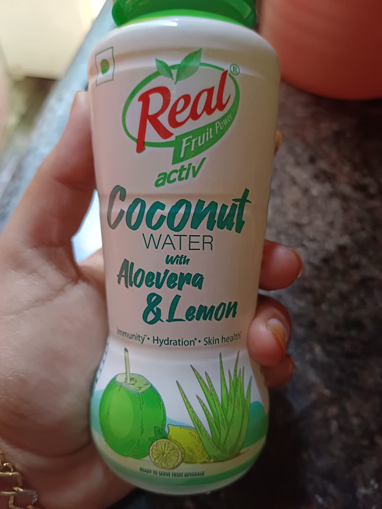 Real Activ Coconut Water with Aloe Vera and Lemon (Pack of 6, 200ml