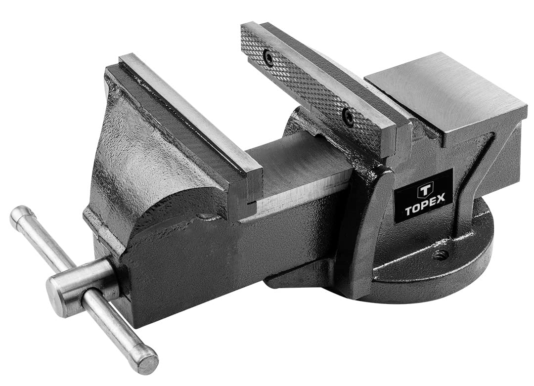 TOPEX Schlosser-Schraubstock, Schlosserschraubstock 150 mm, mit Amboss, Backen gehärtet, mit hoher Spannkraft, zum Einspannen von manuell oder maschinell bearbeiteten Gegenständen
