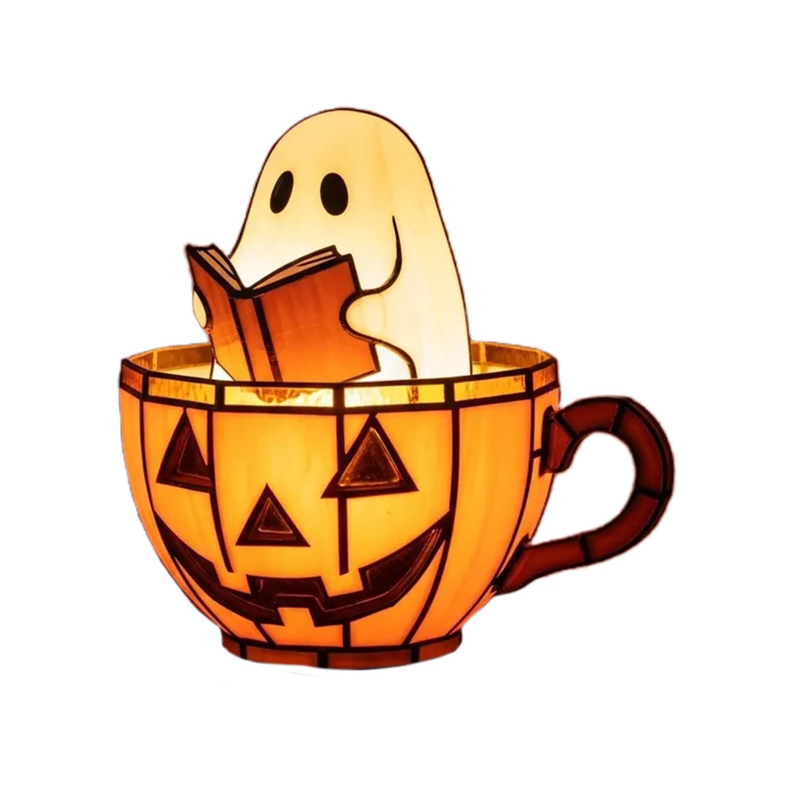 Msioytog Resin Halloween Decorations Indoor Outdoor Use Artistic Handcrafted Sculpture Lamp Night Light for Desktop Display Halloween Hand Carved