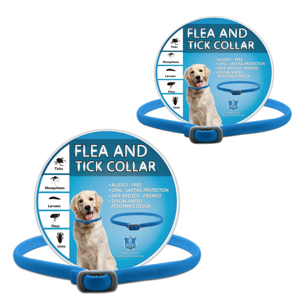2 Pack Dog Collars, Adjustable Collars for Dogs, Water-Resistant for Puppies Small Medium Large Dogs,blue