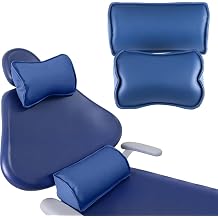 Dental Microfiber Leather Memory Foam Waist and Neck Pillow Set with Lumbar and Cervical Support Cushion for Dentist Chair Dark Blue