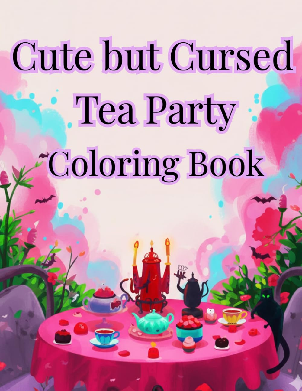 Cute but Cursed Tea Party: A Pastel Goth Coloring Book