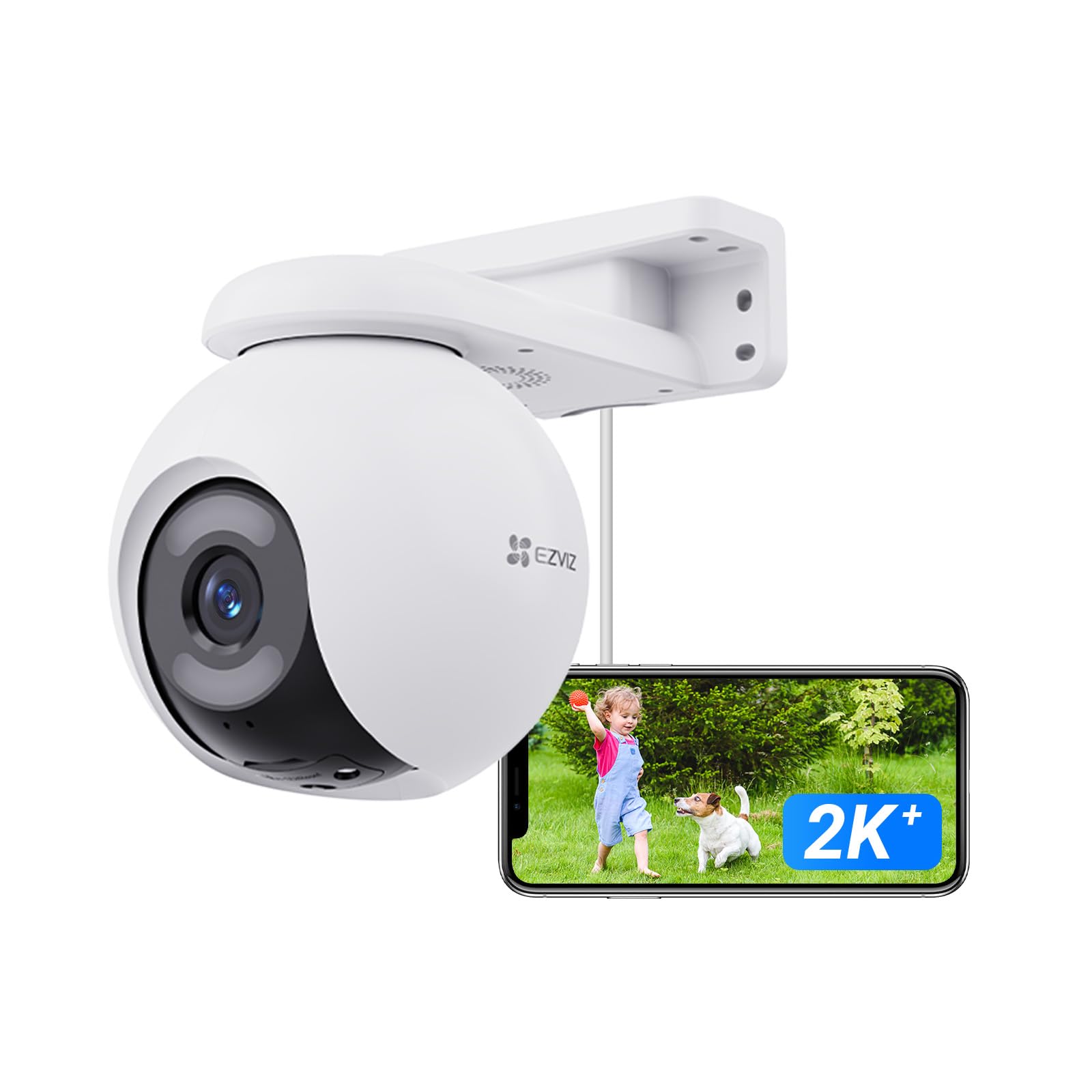 EZVIZ Cámara Vigilancia WiFi Exterior,2K+, 360°,Cámara IP de Seguridad,Visión Nocturna Colorfull con Luz Ultrabaja,IA Detección de Persona/Vehículo,Seguimiento Zoom Auto,Audio Bidireccional,Sirena,H8x