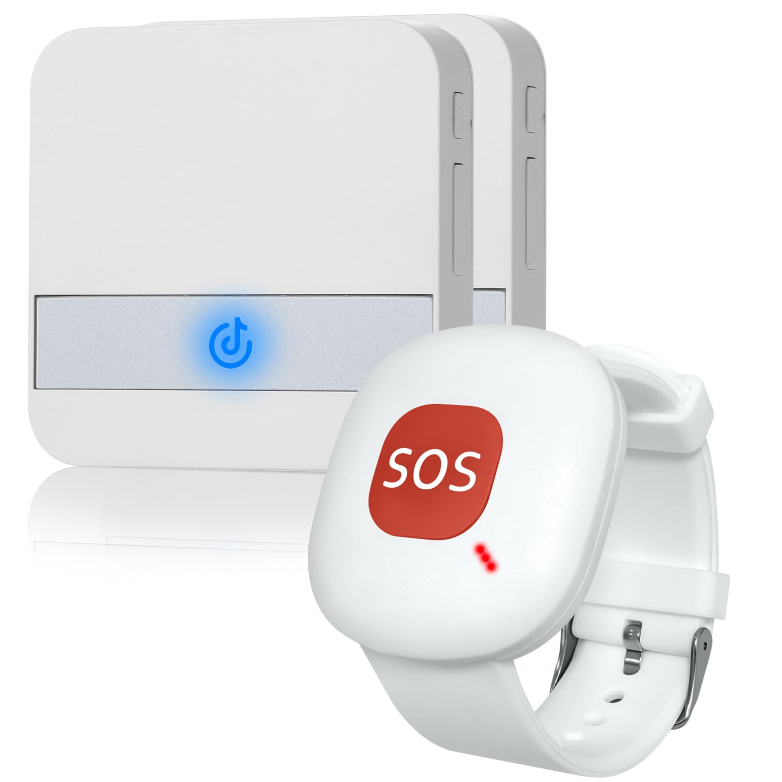 Buscapersonas inalámbrico para cuidadores, Alarma Móvil Inalámbrica para Casa con Muñeca Botón De Emergencia, Plug-in, Alarma De Pánico, Alarma Inalámbrica para Personas Mayores (1 a 2)